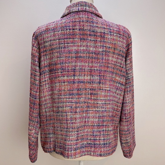 Vintage Coldwater Creek Rainbow Weave Silk Blend Jewel Boucle Jacket Blazer 14P - Picture 2 of 14